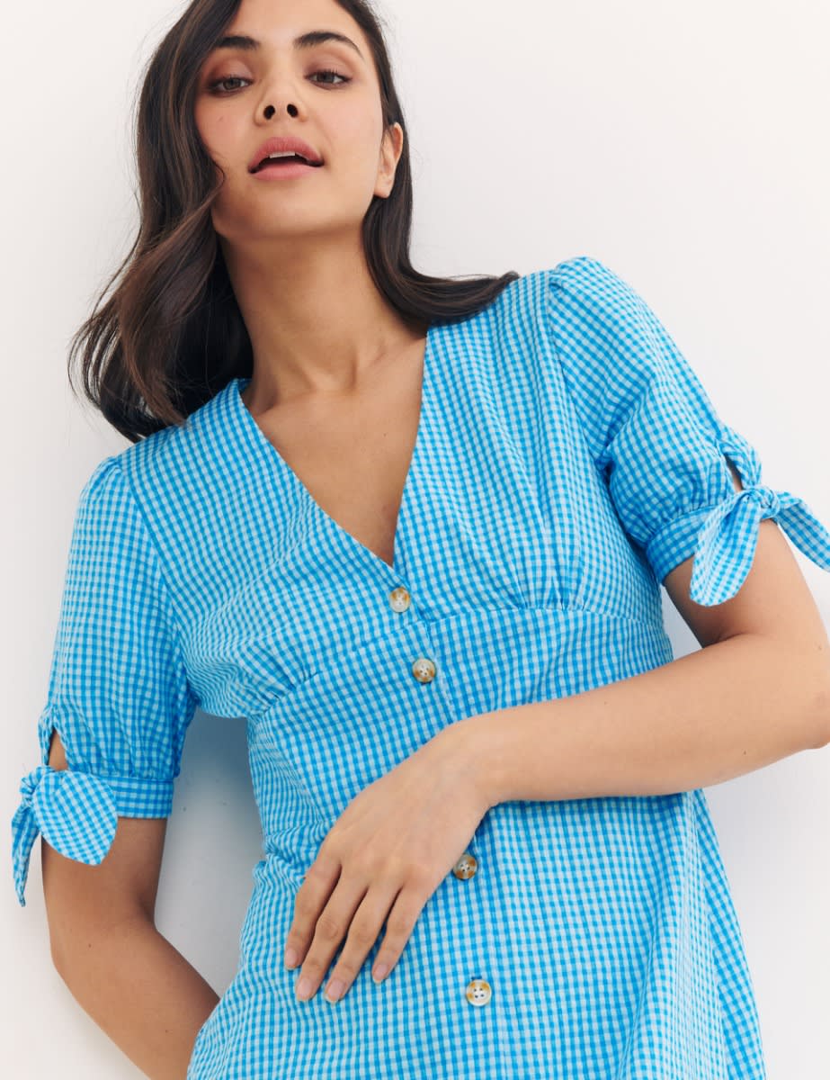 Blue Check Alexis Midi Dress