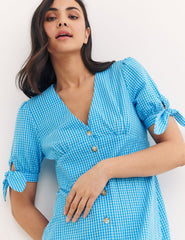 Blue Check Alexis Midi Dress