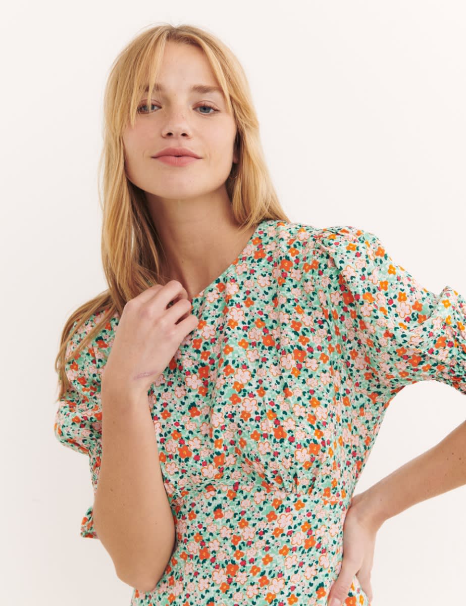 Multi Big Floral Luna Midi Dress