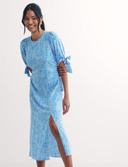 Blue Leopard Print Esme Midi Dress
