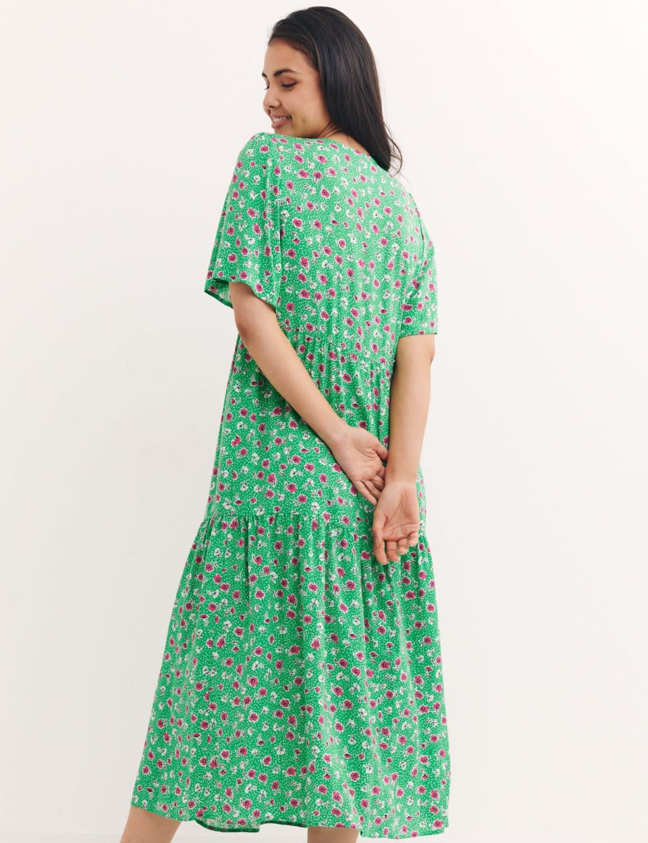 Green Ditsy Floral Clementine Midi Dress