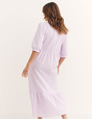Lilac Check Rachel Midi Dress