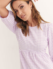 Lilac Check Rachel Midi Dress