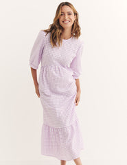 Lilac Check Rachel Midi Dress