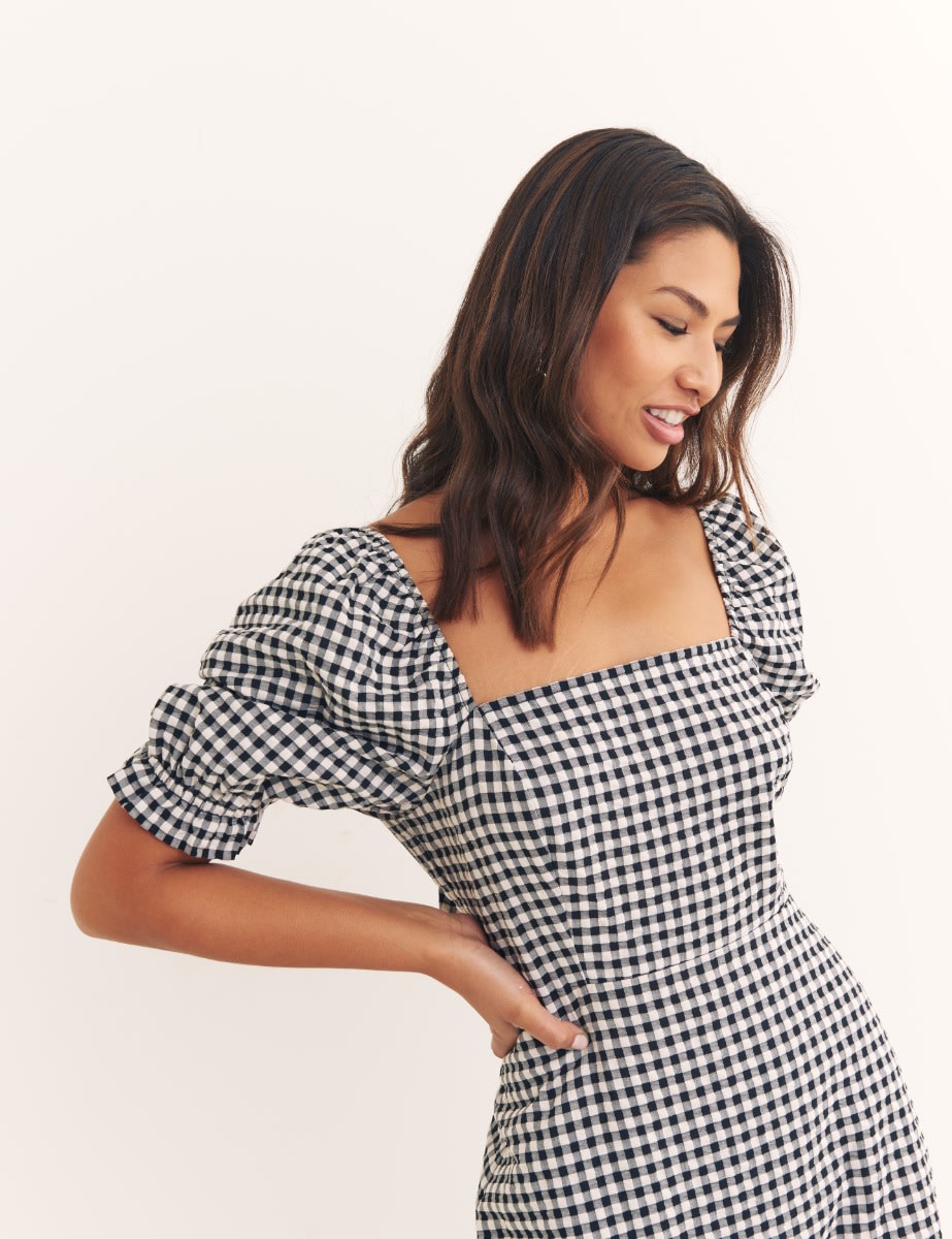 Black Check Dawn Midi Dress