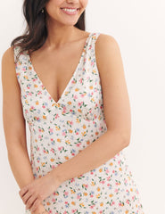 Cream Pink Big Floral Helena Midi Dress