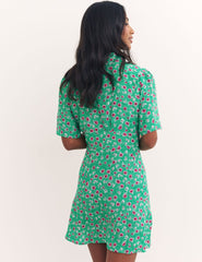 Green Ditsy Floral Daisy Mini Dress