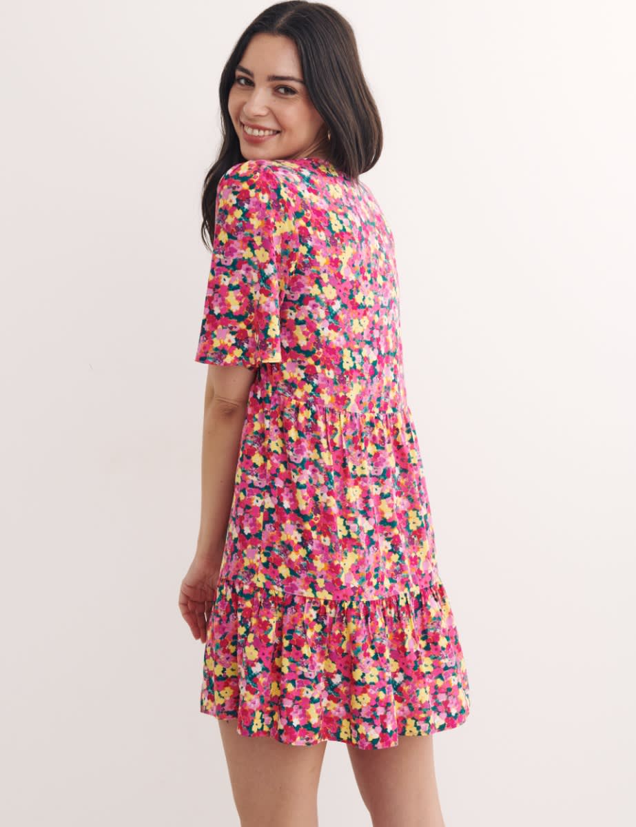 Pink Big Floral Clementine Mini Dress