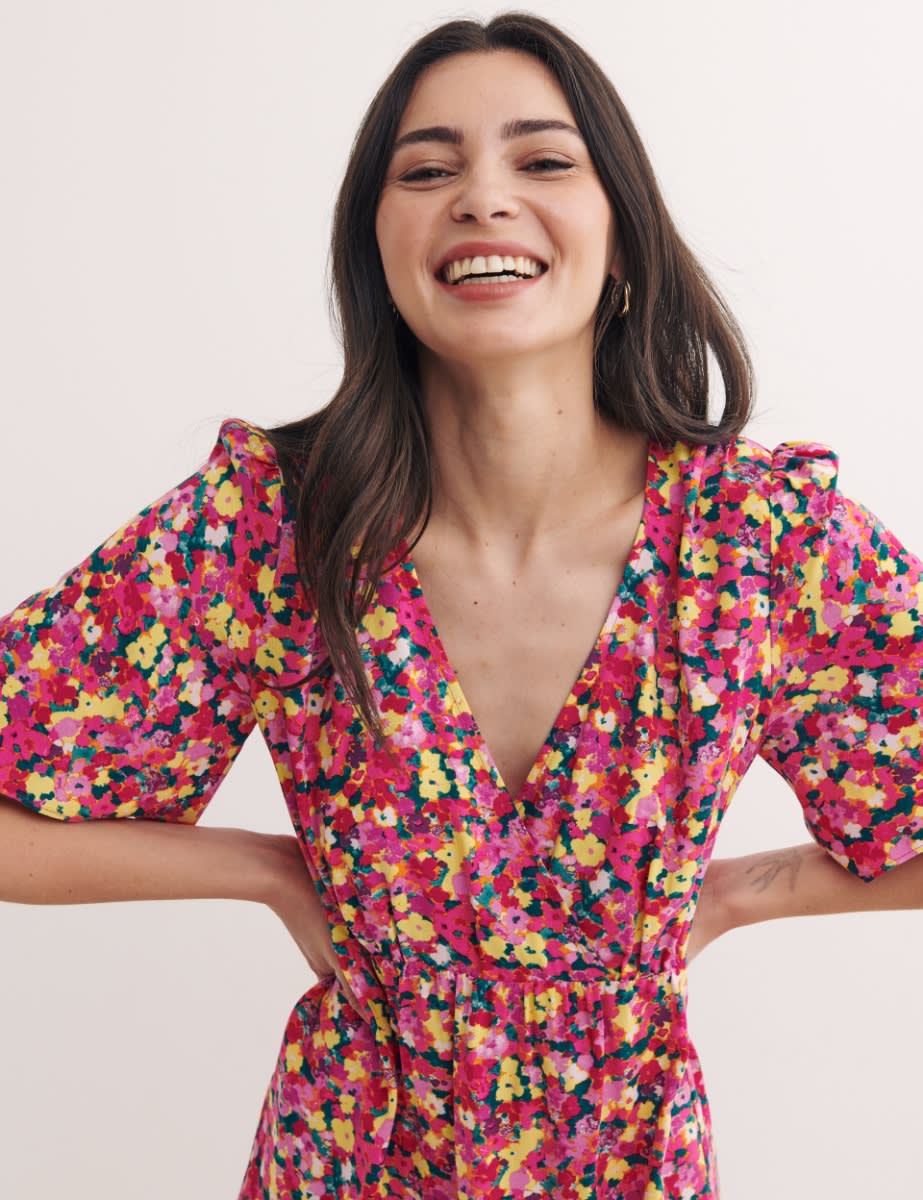 Pink Big Floral Clementine Mini Dress