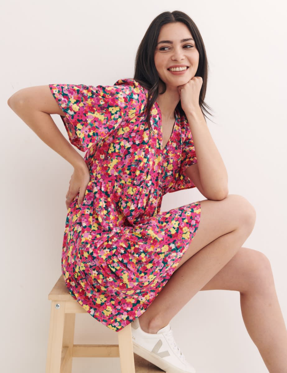 Pink Big Floral Clementine Mini Dress