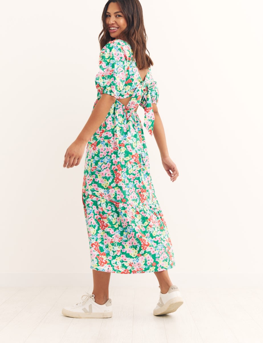 Green Ditsy Floral Loretta Midi Dress