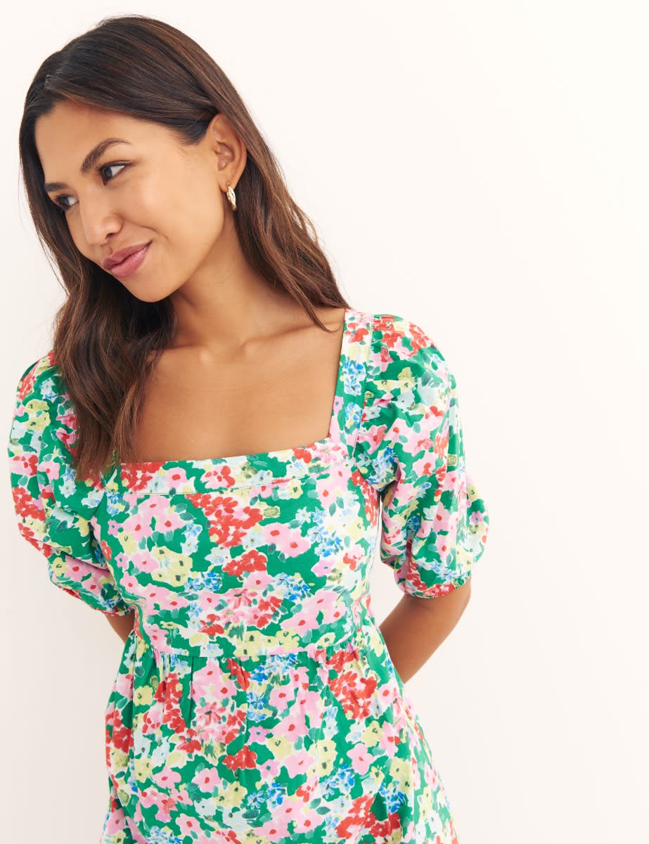 Green Ditsy Floral Loretta Midi Dress