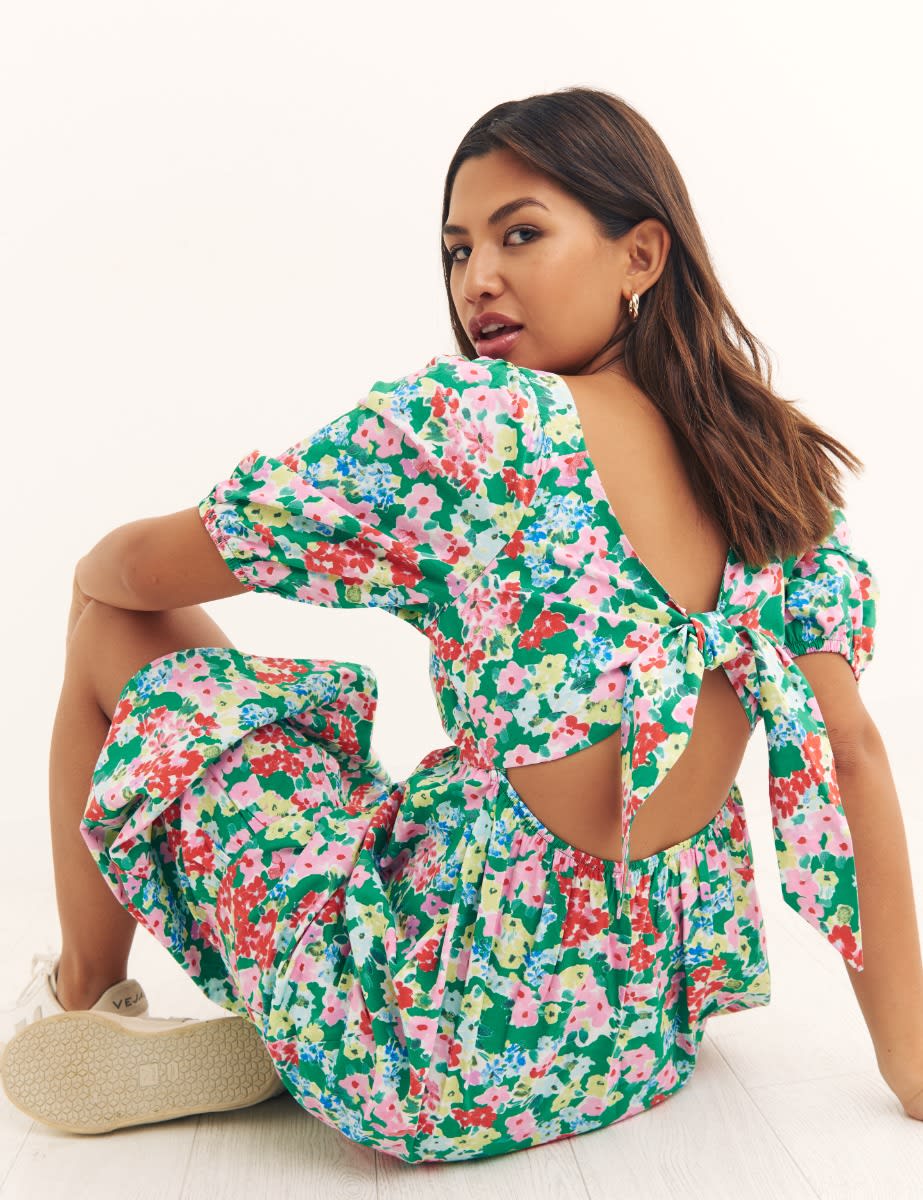 Green Ditsy Floral Loretta Midi Dress