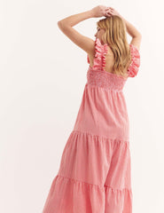 Red Check Maya Midi Dress