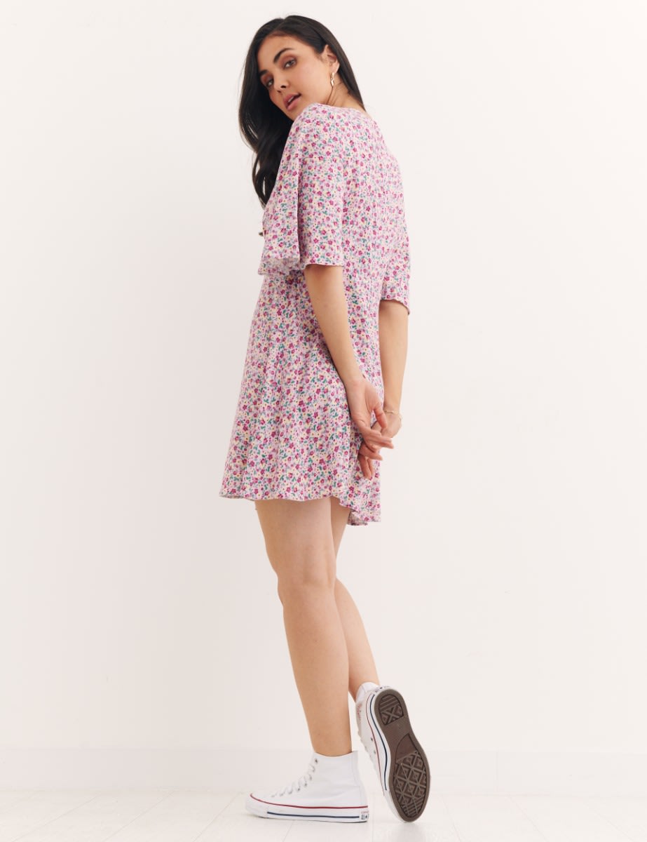 Lilac Ditsy Floral Eve Mini Dress