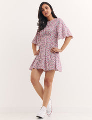 Lilac Ditsy Floral Eve Mini Dress