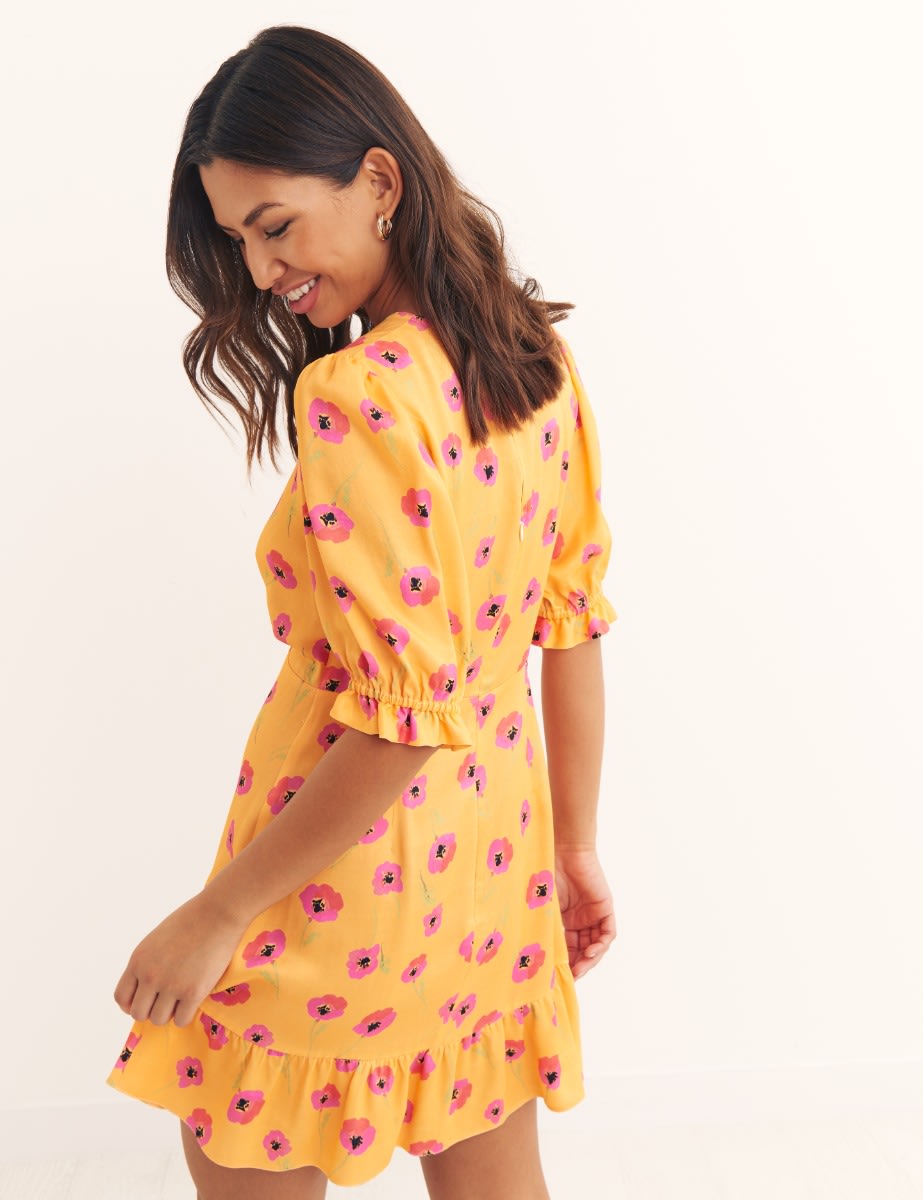 Orange Big Floral Serena Mini Dress