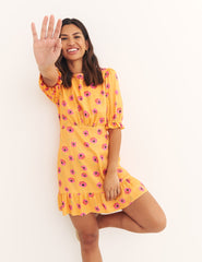 Orange Big Floral Serena Mini Dress