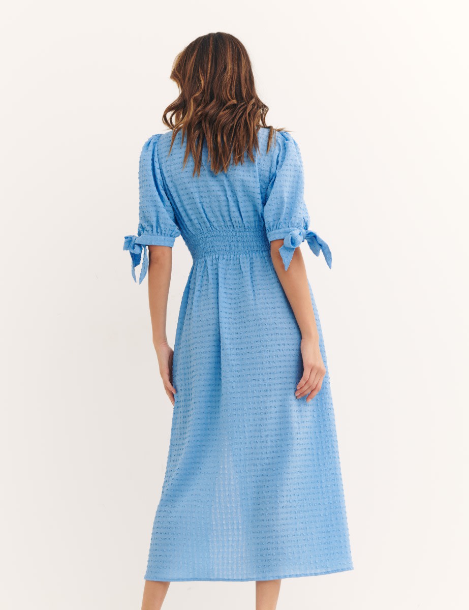 Blue Esme Textured Midi Dress