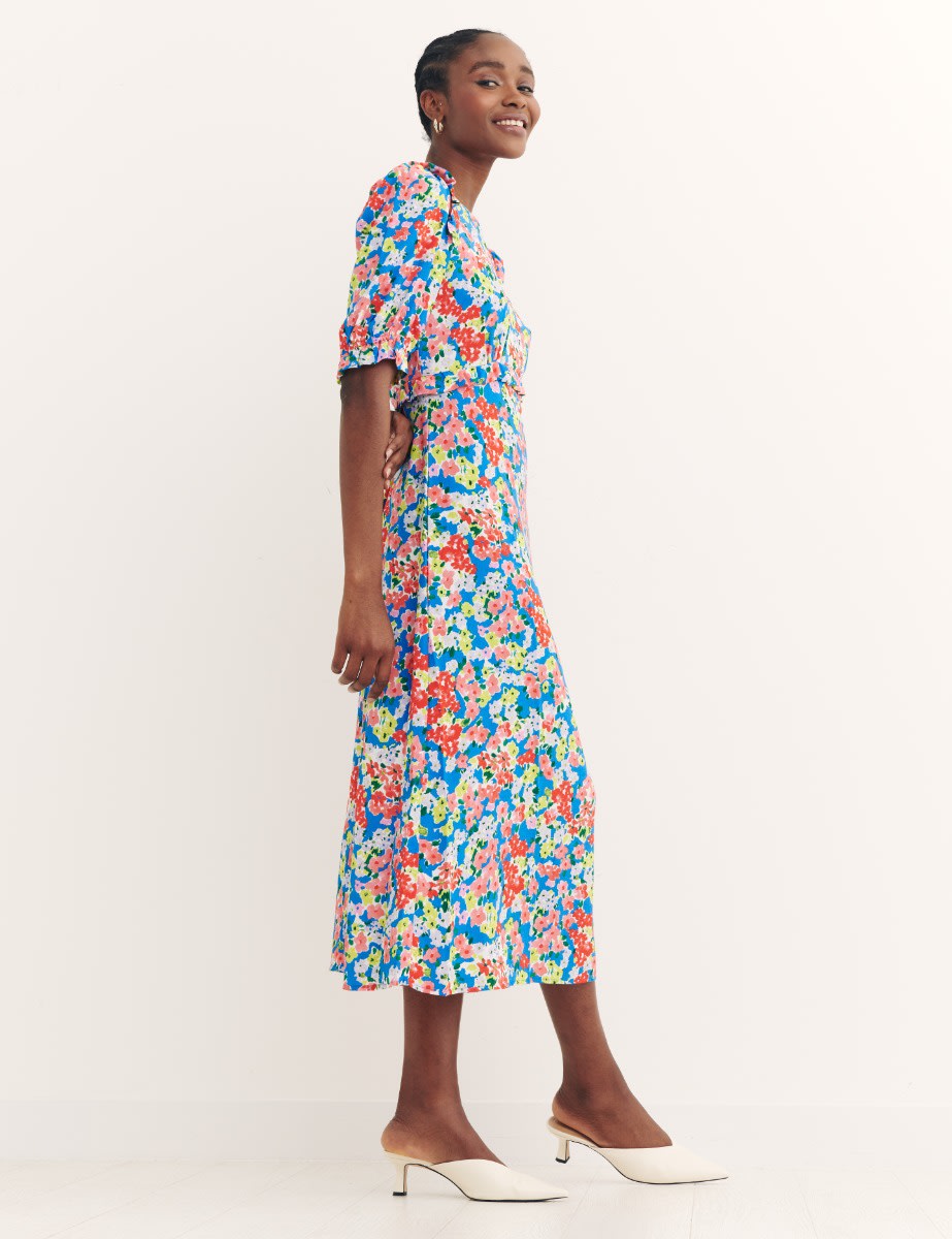 Ditsy Blue Floral Felicia Midi Dress