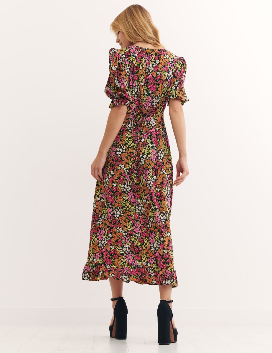 Multi Aubrey Floral Delilah Midi Dress