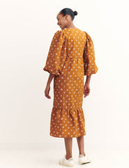 Brown Edie Cherry Nora Midi Dress