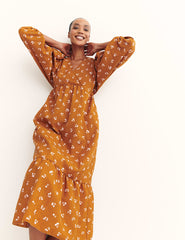 Brown Edie Cherry Nora Midi Dress