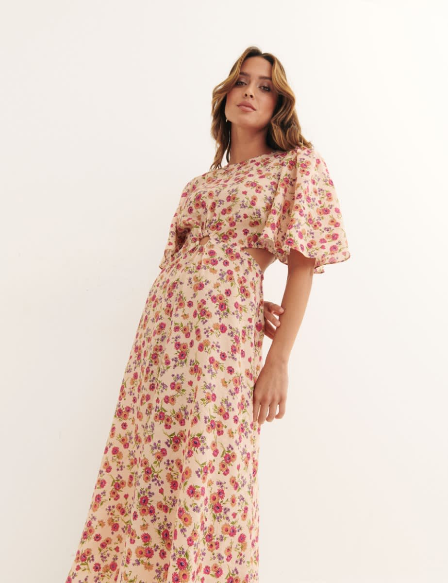Joanna Floral Paris Midi Dress
