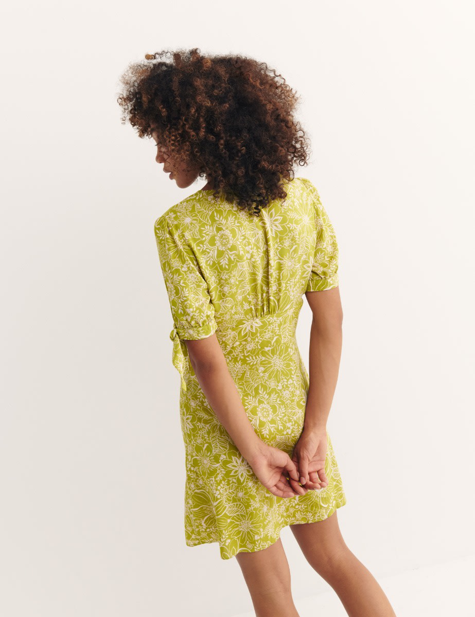 Green Big Floral Alexis Mini Dress