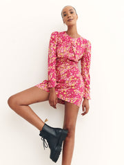 Pink Nicola Long Sleeve Mini Dress