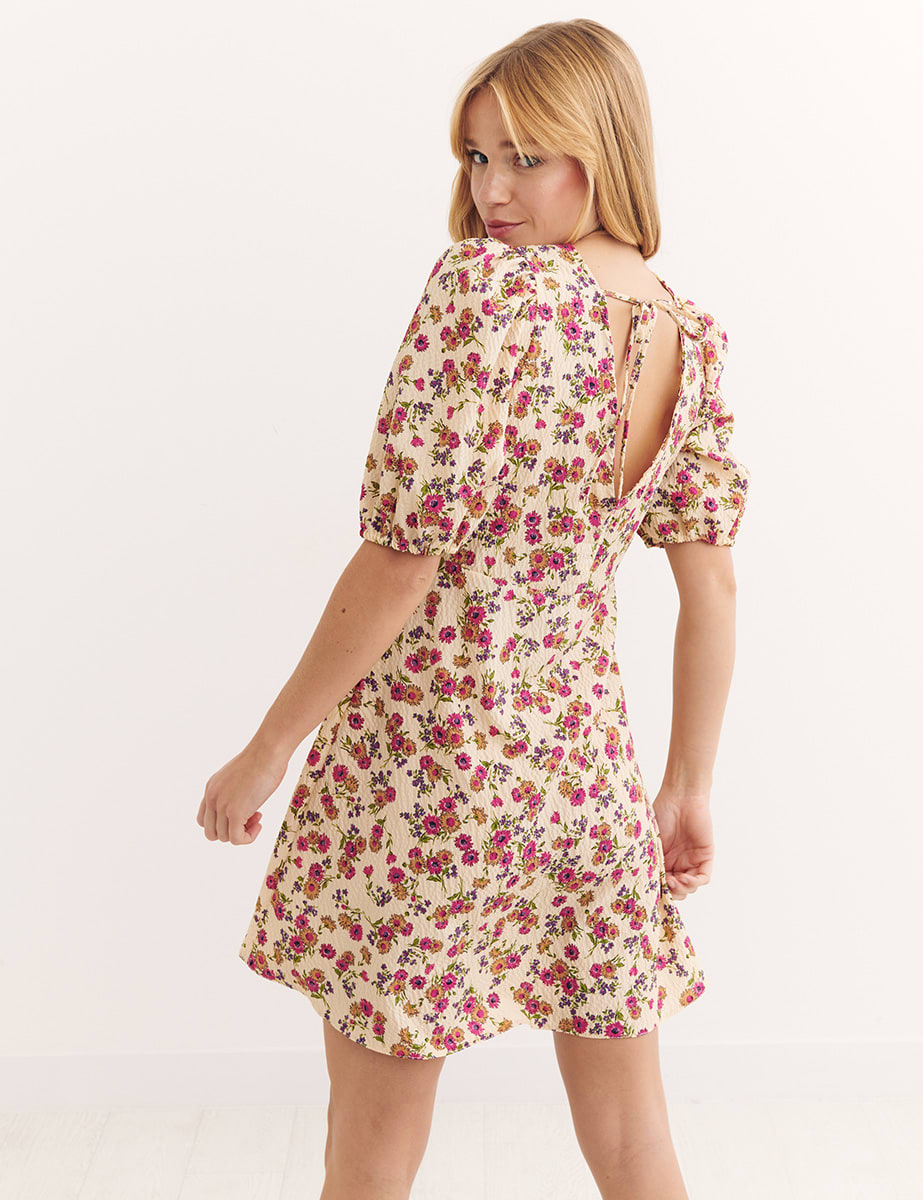 Cream Joanna Floral Violet Mini Dress