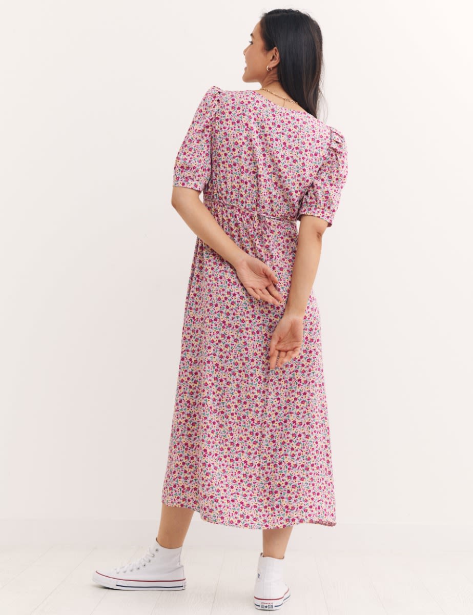 Purple Ditsy Floral Arya Ditsy Rosanna Midi Dress