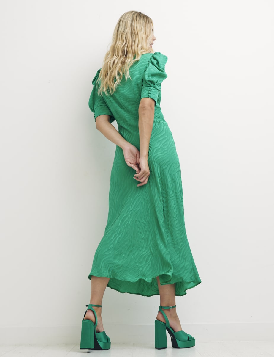 Green Animal Jacquard Moira Midi Dress