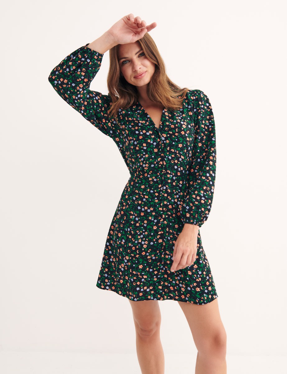 Dahlia Ditsy Black Willa Mini Dress