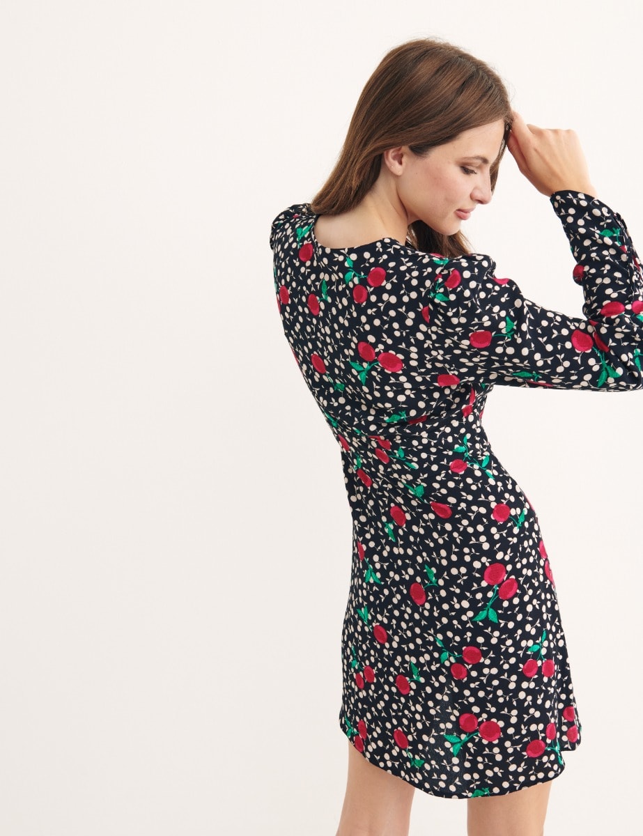 Black Nadia Cherry Fella Mini Dress