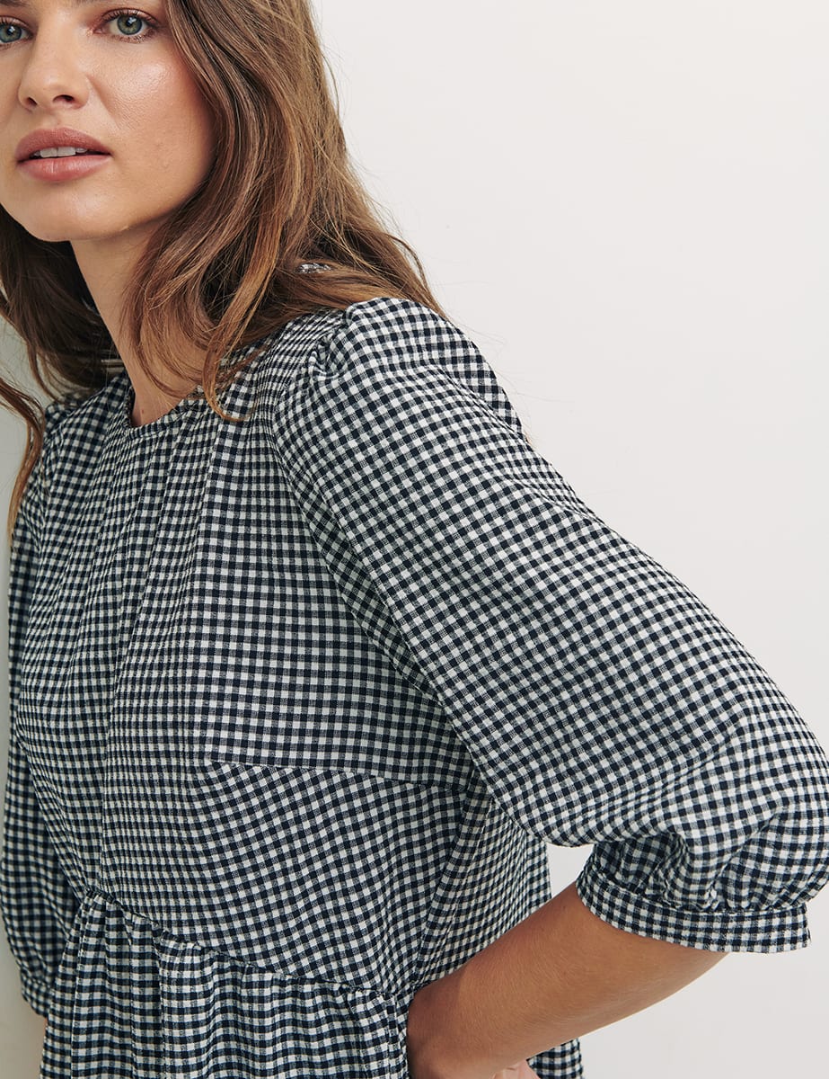 Black & White Check Rachel Midi Dress