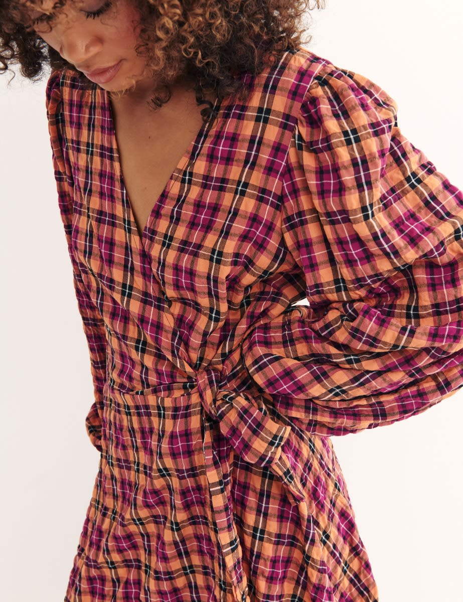 Orange & Pink Check Rio Mini Dress