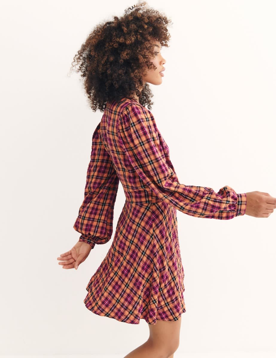 Orange & Pink Check Rio Mini Dress