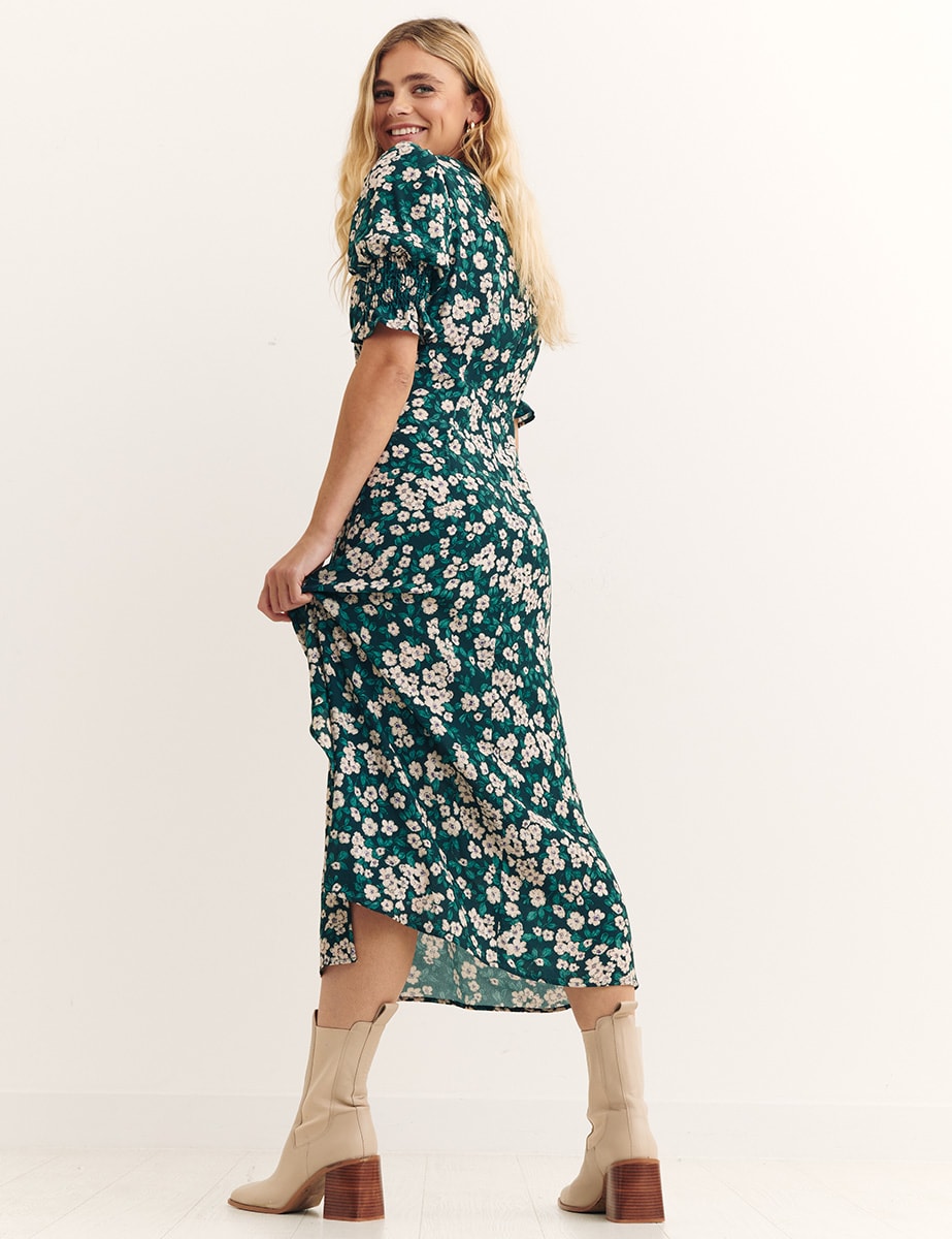 Green Millie Floral Luna Midi Dress