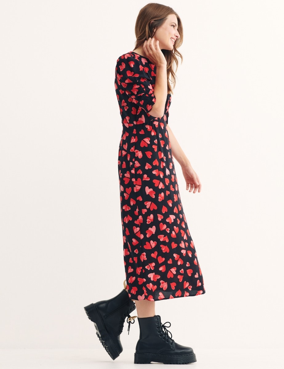 Fearne Cotton Black Meredith Heart Evie Midi Dress