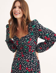 Black Conversation Print Rosie Midi Dress