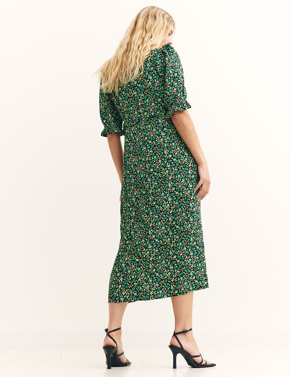 Green Safran Green Ditsy Felicia Midi Dress