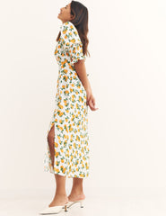 White Conversation Print Luna Midi Dress