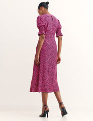 Pink Isobel Leaf Luna Midi Dress