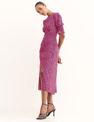 Pink Isobel Leaf Luna Midi Dress