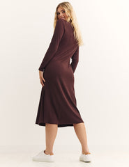Brown Yasmin Jersey Midi Dress