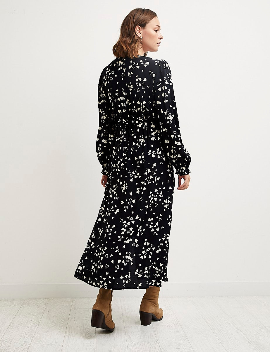 Black Hettie Heart L/S Rosie Midi Dress