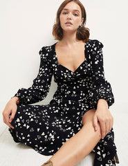 Black Hettie Heart L/S Rosie Midi Dress