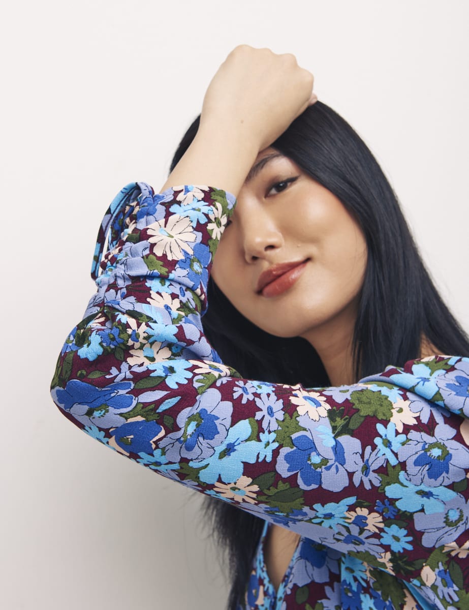 Georgia Floral Blue Fella Mini Dress