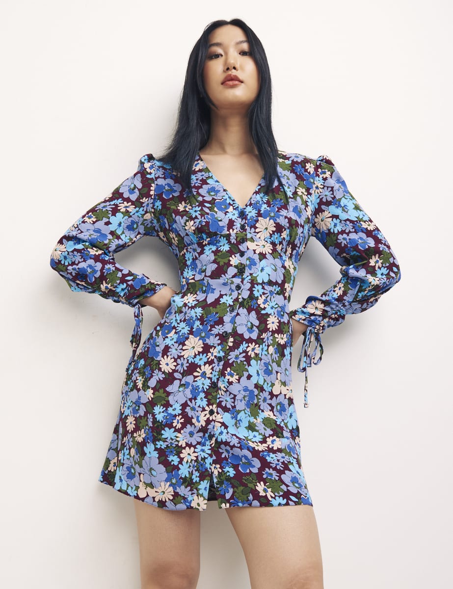 Georgia Floral Blue Fella Mini Dress